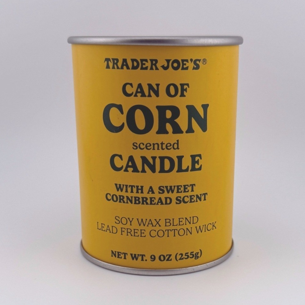 Trader Joe's Can of Corn Candle Limited Edition Sweet Cornbread Scented Unused